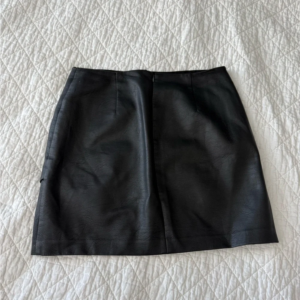 Club Monaco Faux Leather Black Mini Skirt